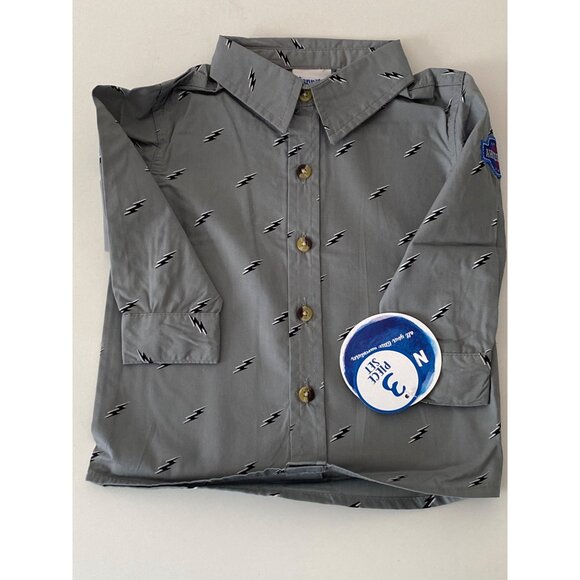 Boys Red Puffer Vest Lightning Patches Black Pant Gray Shirt  Print 3-Piece New - Picture 10 of 16